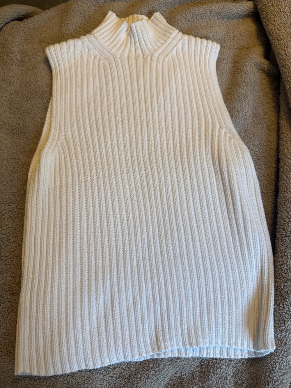Loft white mock neck 100 percent cotton sleeveless sweater .